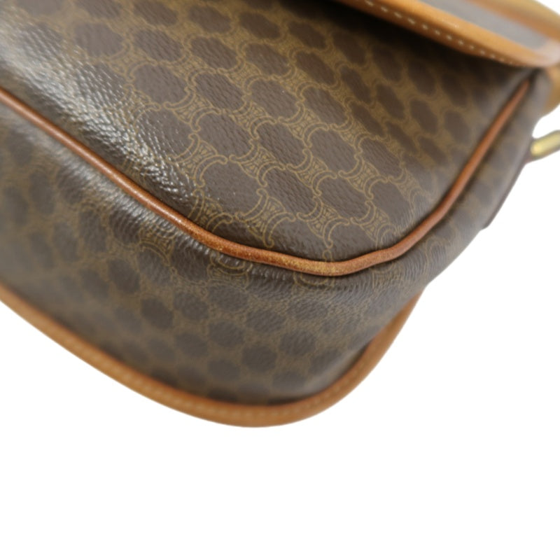 CELINE Macadam Pattern Shoulder Bag Pvc Brown Gold Hardware