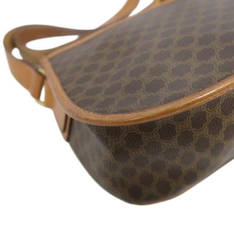 CELINE Macadam Pattern Shoulder Bag Pvc Brown Gold Hardware