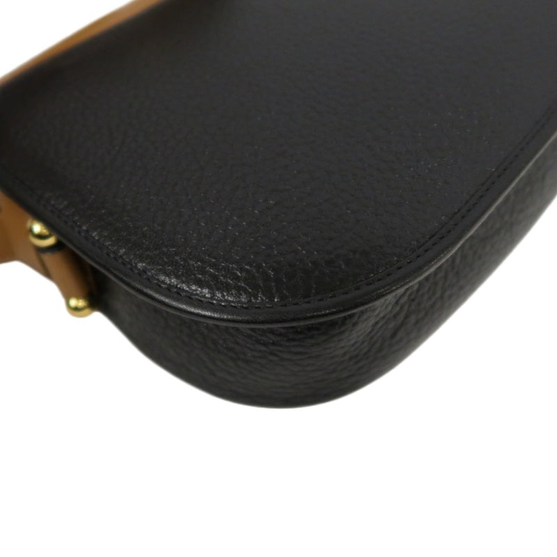DIOR CD Logo Colorblock Shoulder Bag Leather Black/Brown Gold Hardware With Pouch