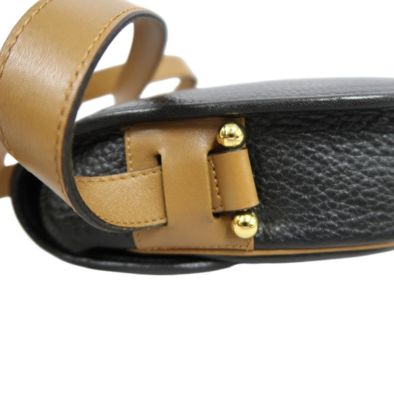 DIOR CD Logo Colorblock Shoulder Bag Leather Black/Brown Gold Hardware With Pouch