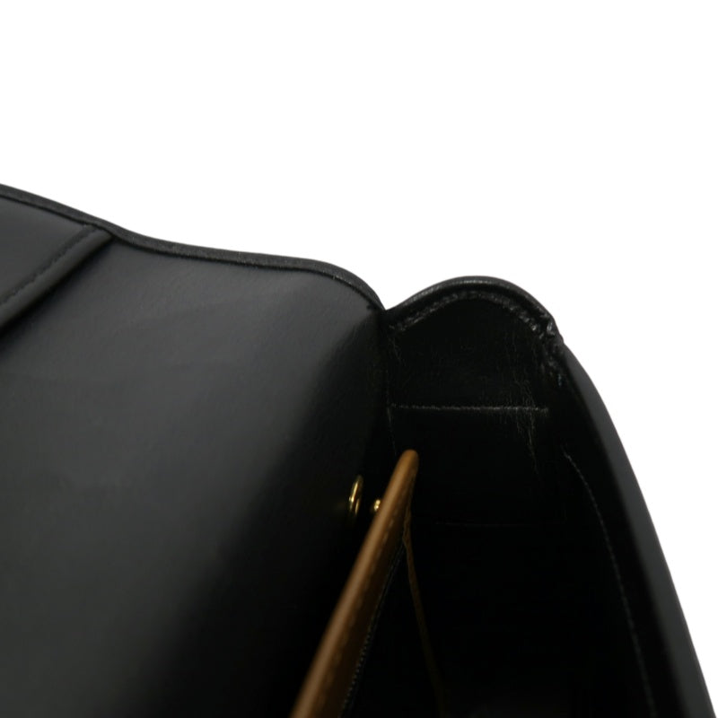 DIOR CD Logo Colorblock Shoulder Bag Leather Black/Brown Gold Hardware With Pouch