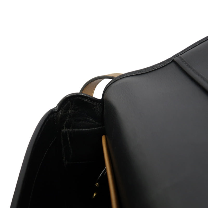 DIOR CD Logo Colorblock Shoulder Bag Leather Black/Brown Gold Hardware With Pouch