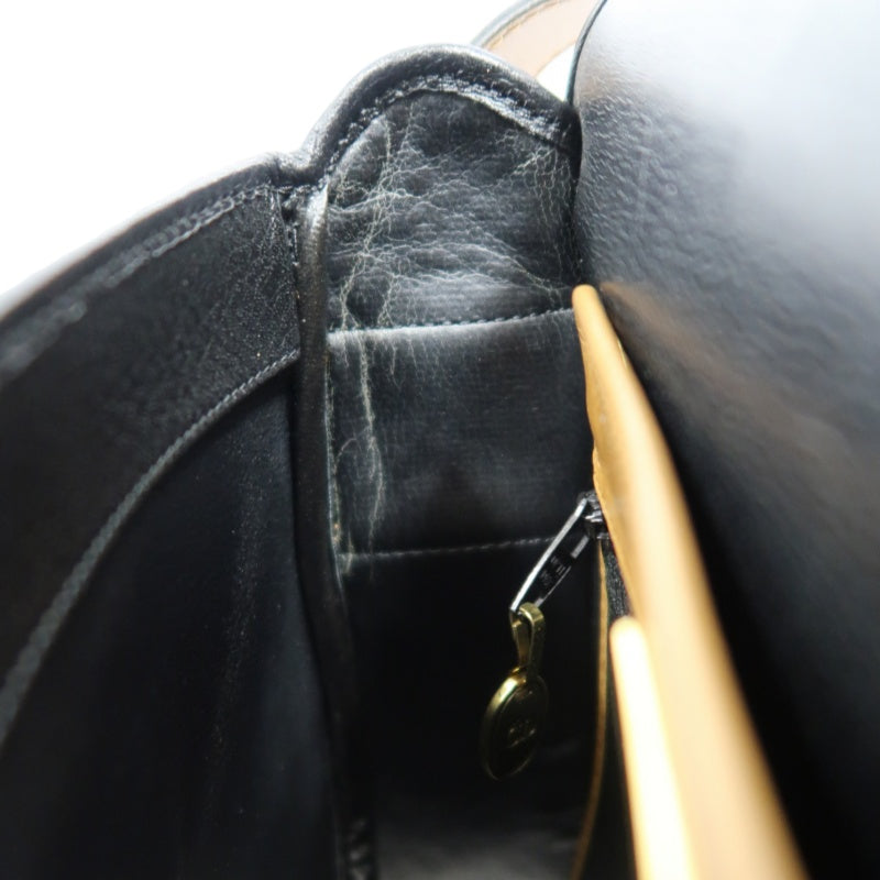 DIOR CD Logo Colorblock Shoulder Bag Leather Black/Brown Gold Hardware With Pouch