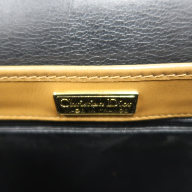 DIOR CD Logo Colorblock Shoulder Bag Leather Black/Brown Gold Hardware With Pouch