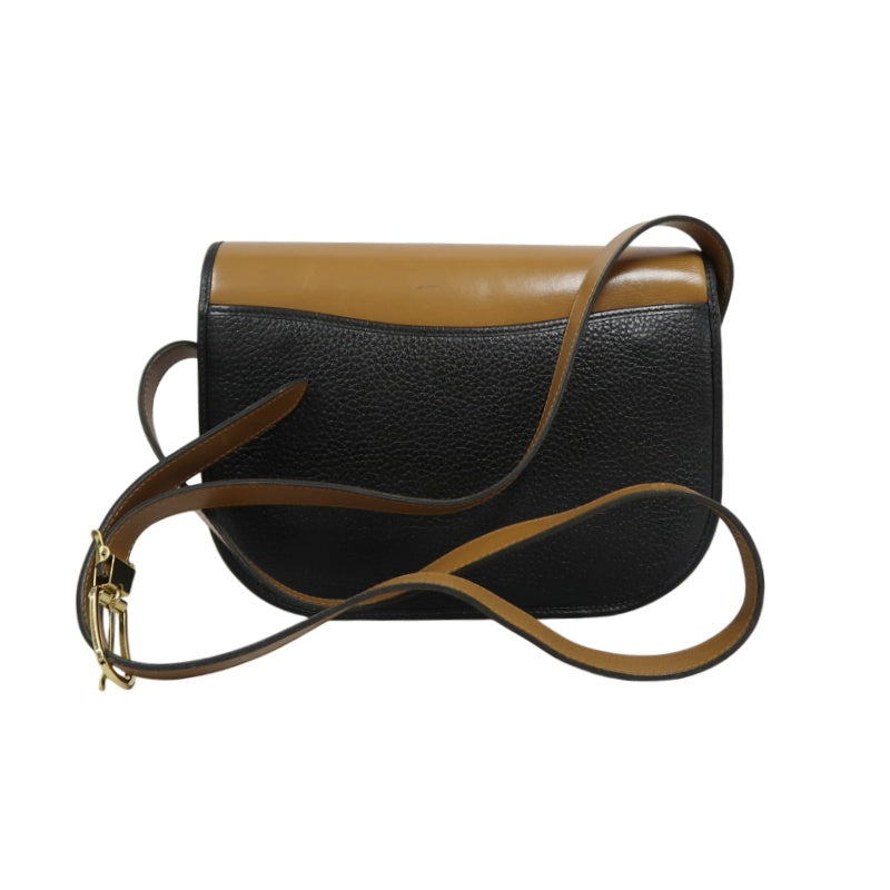 DIOR CD Logo Colorblock Shoulder Bag Leather Black/Brown Gold Hardware With Pouch