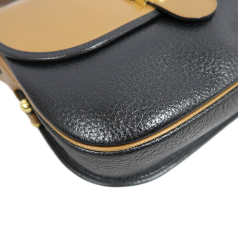 DIOR CD Logo Colorblock Shoulder Bag Leather Black/Brown Gold Hardware With Pouch