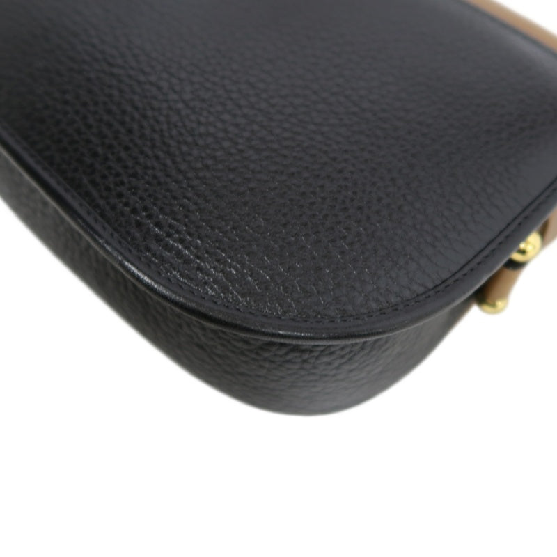 DIOR CD Logo Colorblock Shoulder Bag Leather Black/Brown Gold Hardware With Pouch