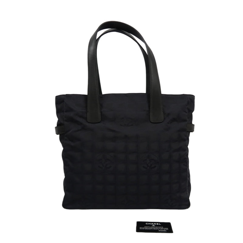 CHANEL New Travel Line Tote GM, Black Nylon with Gold Hardware, with Authenticity Card, Black Canvas Ice Cube Shoulder Bag