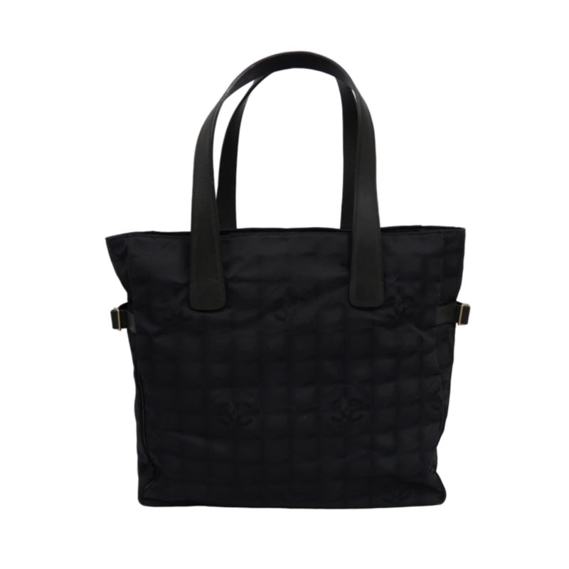 CHANEL New Travel Line Tote GM, Black Nylon with Gold Hardware, with Authenticity Card, Black Canvas Ice Cube Shoulder Bag