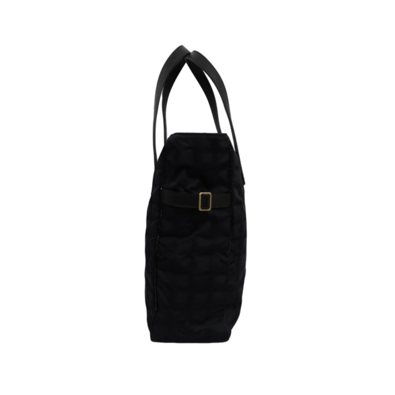 CHANEL New Travel Line Tote GM, Black Nylon with Gold Hardware, with Authenticity Card, Black Canvas Ice Cube Shoulder Bag