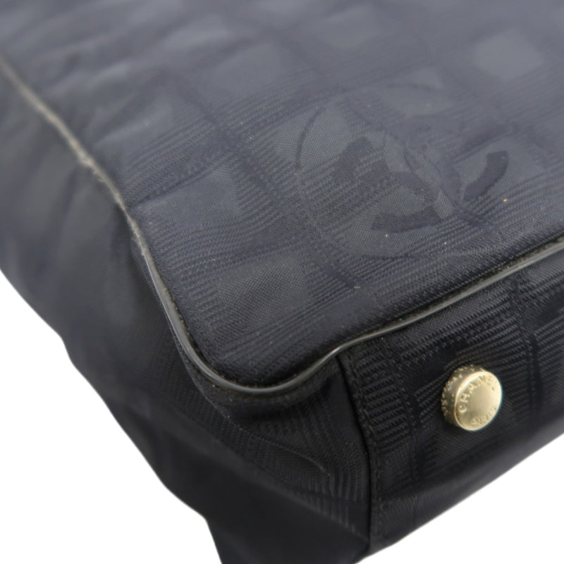 CHANEL New Travel Line Tote GM, Black Nylon with Gold Hardware, with Authenticity Card, Black Canvas Ice Cube Shoulder Bag