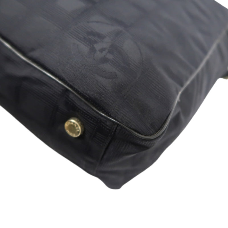 CHANEL New Travel Line Tote GM, Black Nylon with Gold Hardware, with Authenticity Card, Black Canvas Ice Cube Shoulder Bag