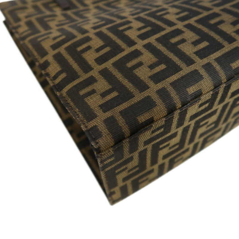FENDI Zucca Tote Bag, Canvas Brown with Silver Hardware