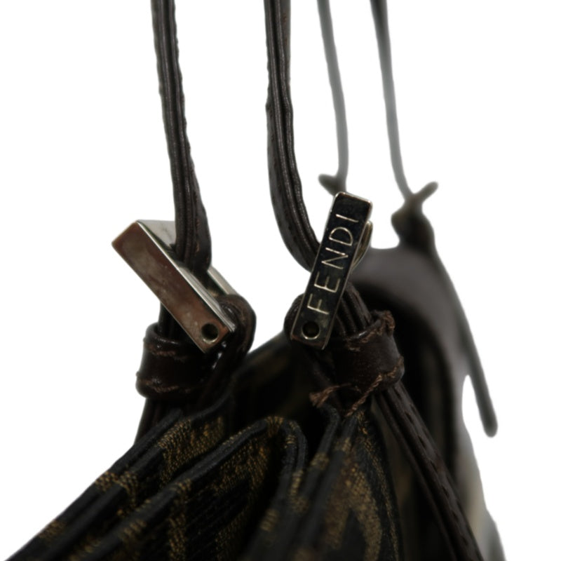 FENDI Zucca Tote Bag, Canvas Brown with Silver Hardware
