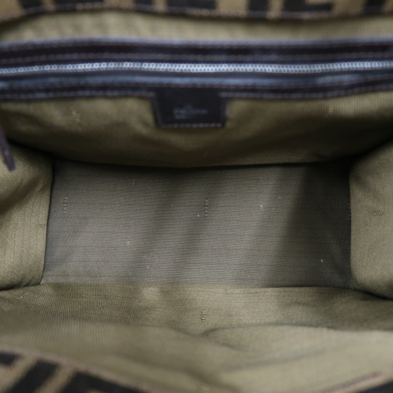 FENDI Zucca Tote Bag, Canvas Brown with Silver Hardware