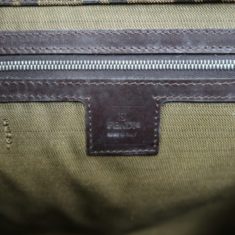 FENDI Zucca Tote Bag, Canvas Brown with Silver Hardware