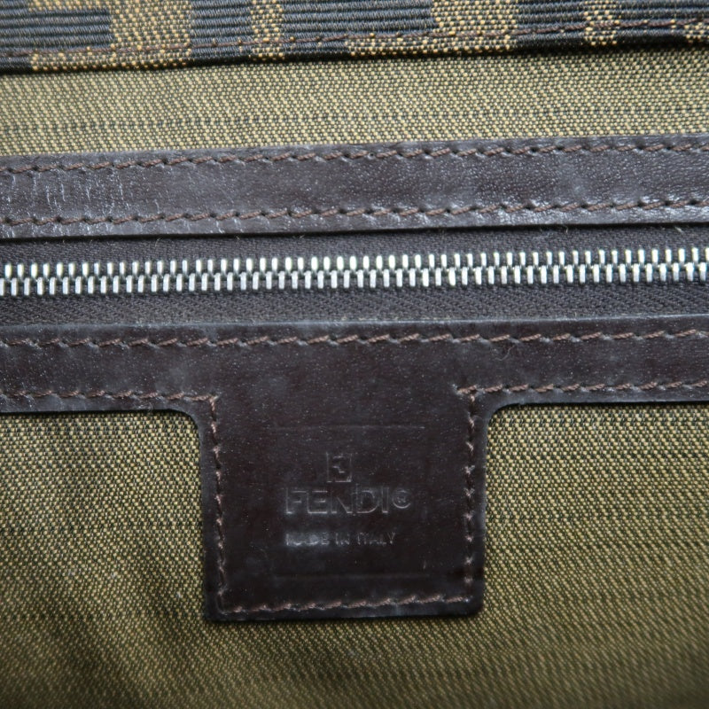 FENDI Zucca Tote Bag, Canvas Brown with Silver Hardware