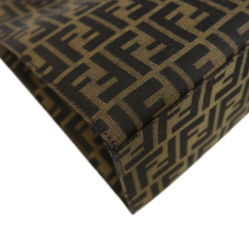 FENDI Zucca Tote Bag, Canvas Brown with Silver Hardware