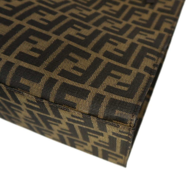 FENDI Zucca Tote Bag, Canvas Brown with Silver Hardware