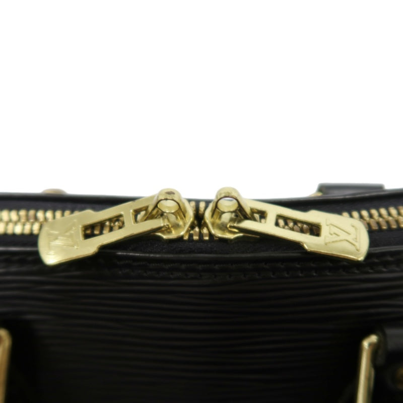 LOUIS VUITTON Alma Epi Leather Handbag, Black with Gold Hardware, Includes Padlock & Two Keys