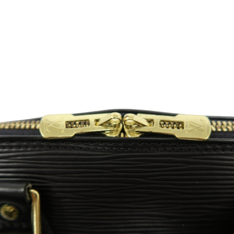 LOUIS VUITTON Alma Epi Leather Handbag, Black with Gold Hardware, Includes Padlock & Two Keys