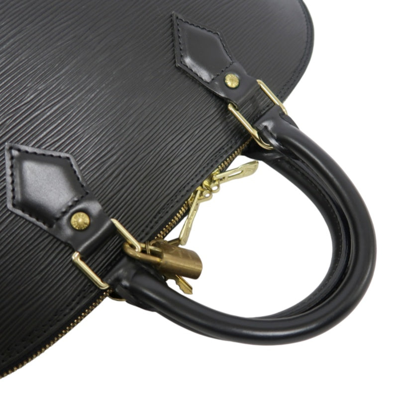 LOUIS VUITTON Alma Epi Leather Handbag, Black with Gold Hardware, Includes Padlock & Two Keys