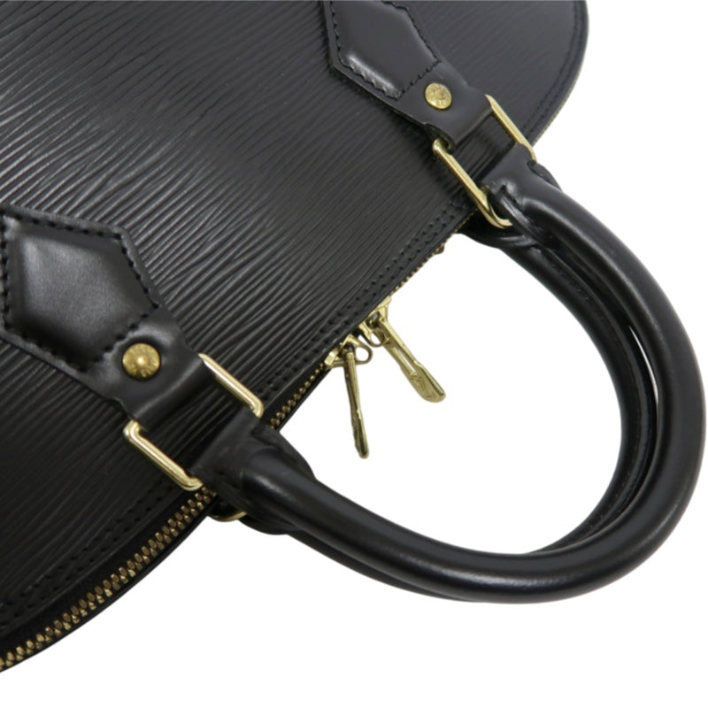 LOUIS VUITTON Alma Epi Leather Handbag, Black with Gold Hardware, Includes Padlock & Two Keys