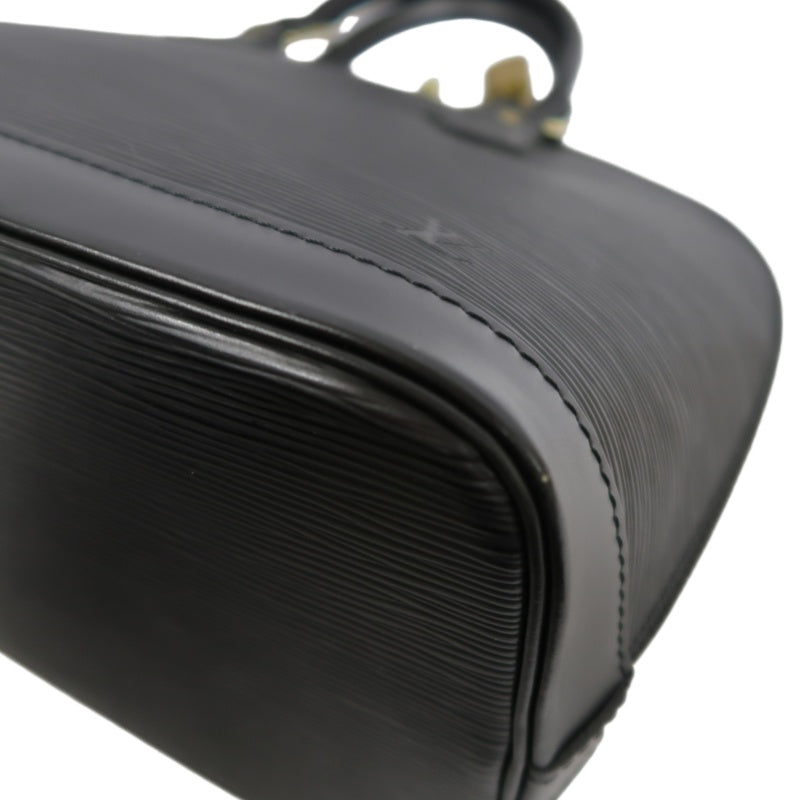 LOUIS VUITTON Alma Epi Leather Handbag, Black with Gold Hardware, Includes Padlock & Two Keys