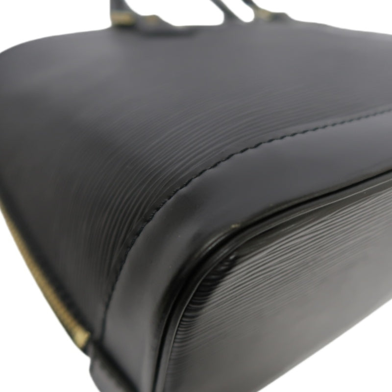 LOUIS VUITTON Alma Epi Leather Handbag, Black with Gold Hardware, Includes Padlock & Two Keys