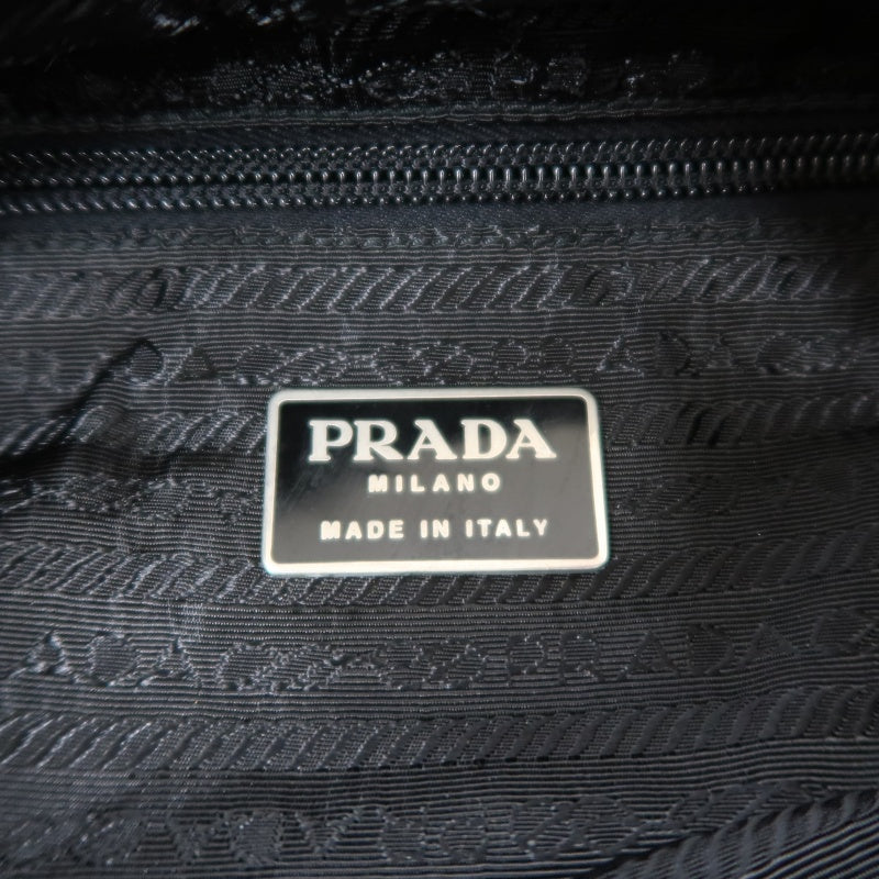 PRADA Tote Bag Black Nylon with Silver Hardware, Includes Guarantee Card