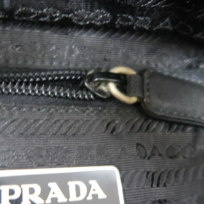 PRADA Tote Bag Black Nylon with Silver Hardware, Includes Guarantee Card