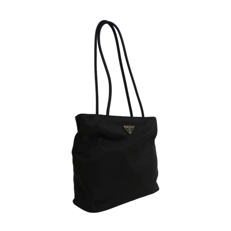 PRADA Tote Bag Black Nylon with Silver Hardware, Includes Guarantee Card