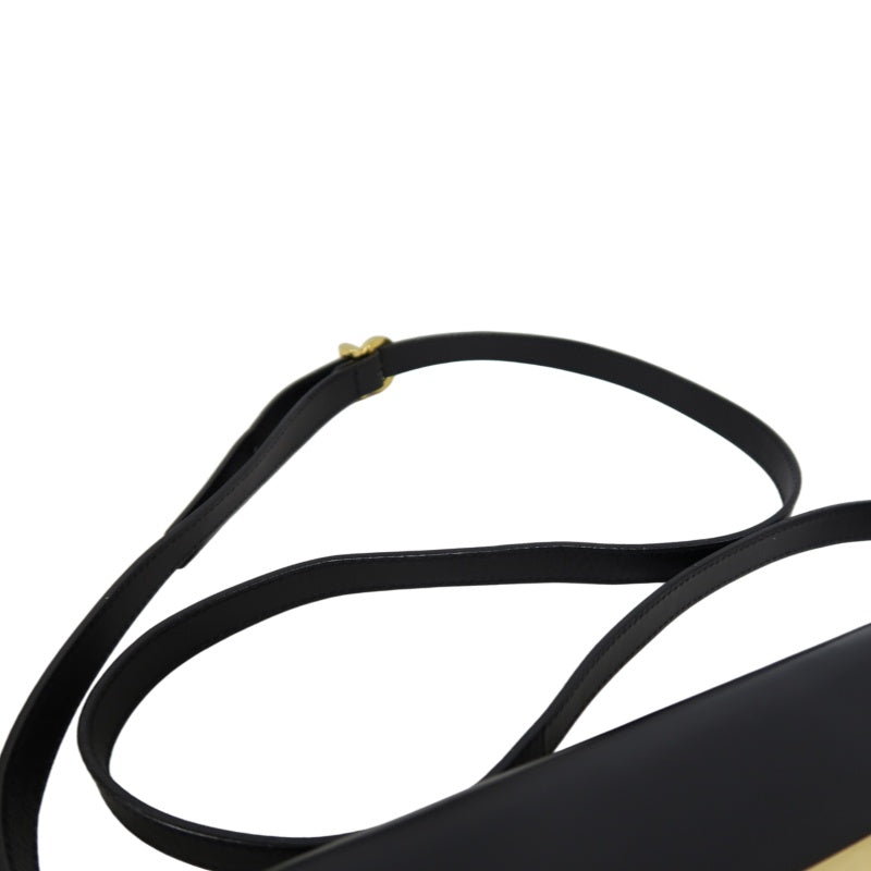 SALVATORE FERRAGAMO Gancini Shoulder Bag Calf Leather Black Gold Gancini Hardware
