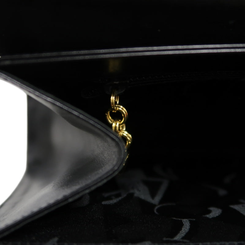 SALVATORE FERRAGAMO Gancini Shoulder Bag Calf Leather Black Gold Gancini Hardware