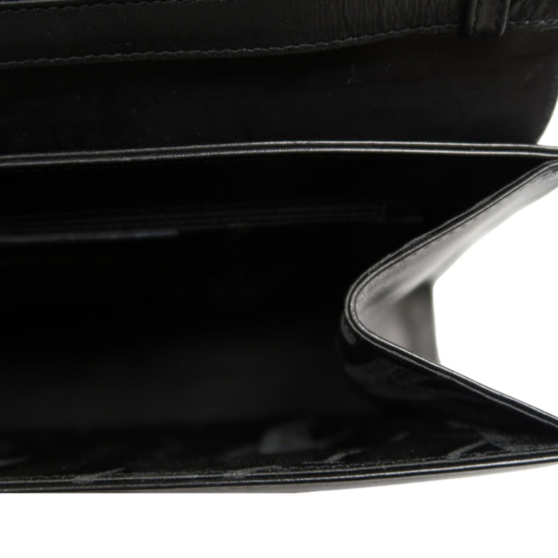 SALVATORE FERRAGAMO Gancini Shoulder Bag Calf Leather Black Gold Gancini Hardware