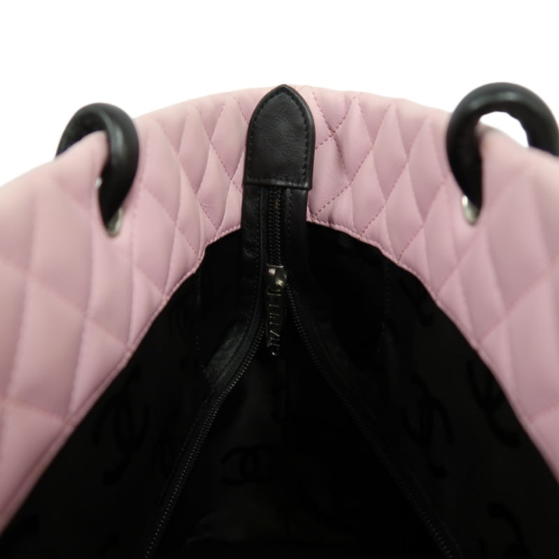 CHANEL Cambon Quilted Tote Bag Calfskin Pink