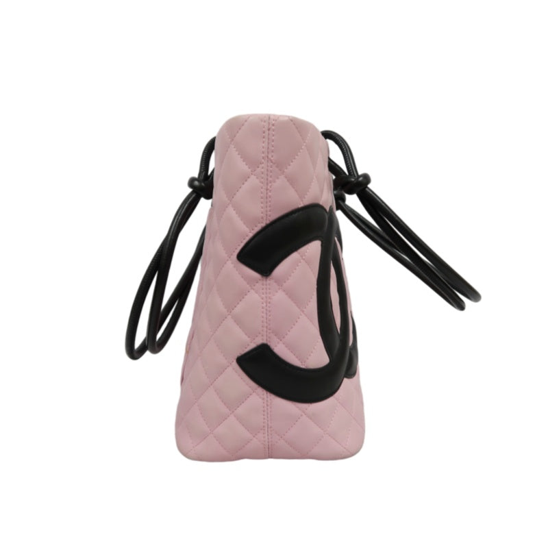 CHANEL Cambon Quilted Tote Bag Calfskin Pink
