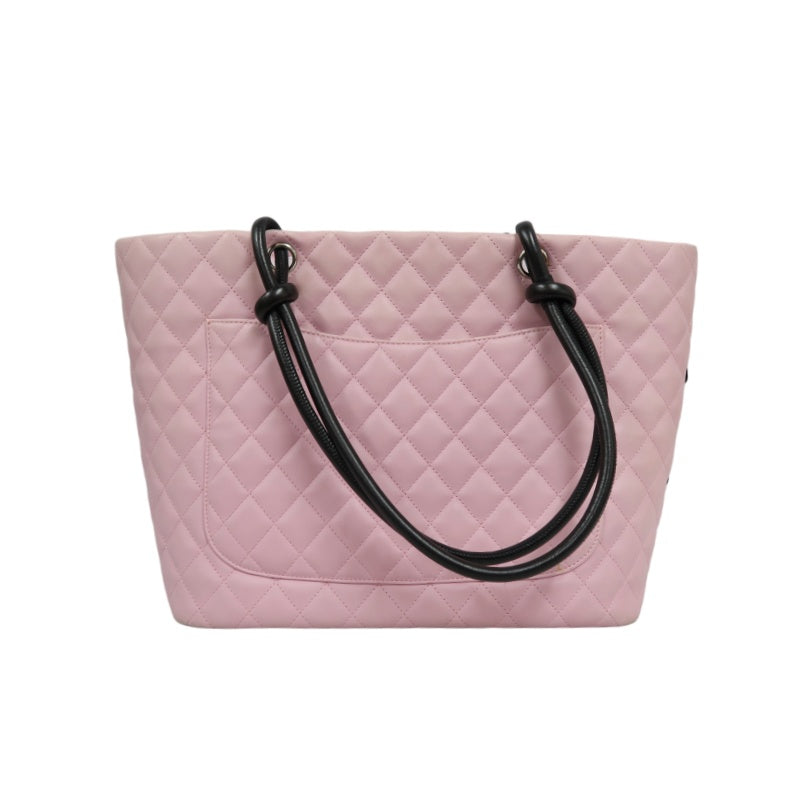 CHANEL Cambon Quilted Tote Bag Calfskin Pink