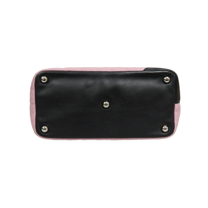 CHANEL Cambon Quilted Tote Bag Calfskin Pink