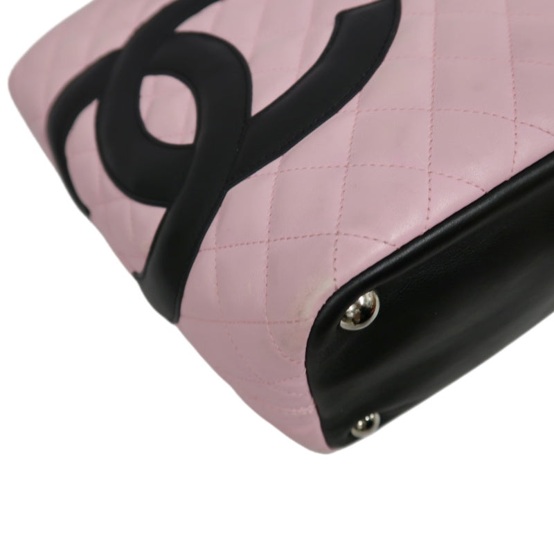 CHANEL Cambon Quilted Tote Bag Calfskin Pink