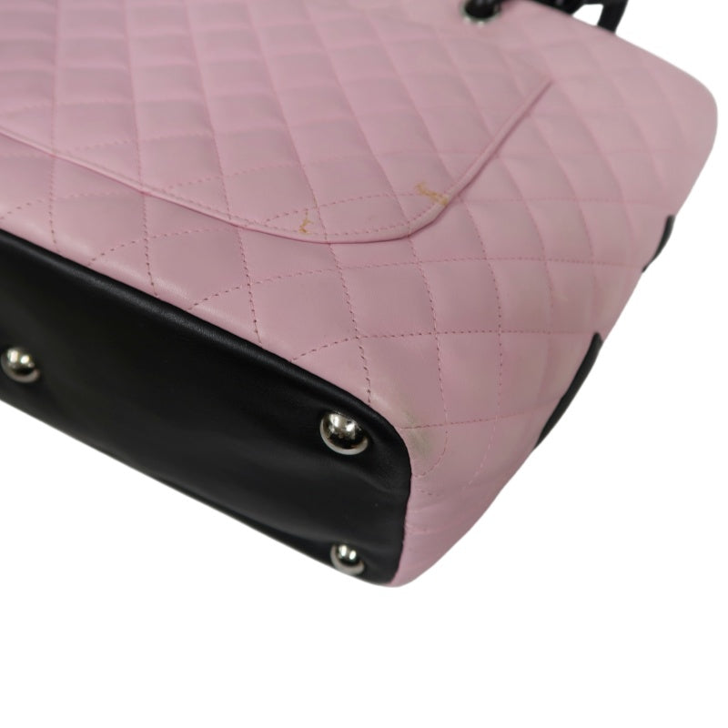 CHANEL Cambon Quilted Tote Bag Calfskin Pink
