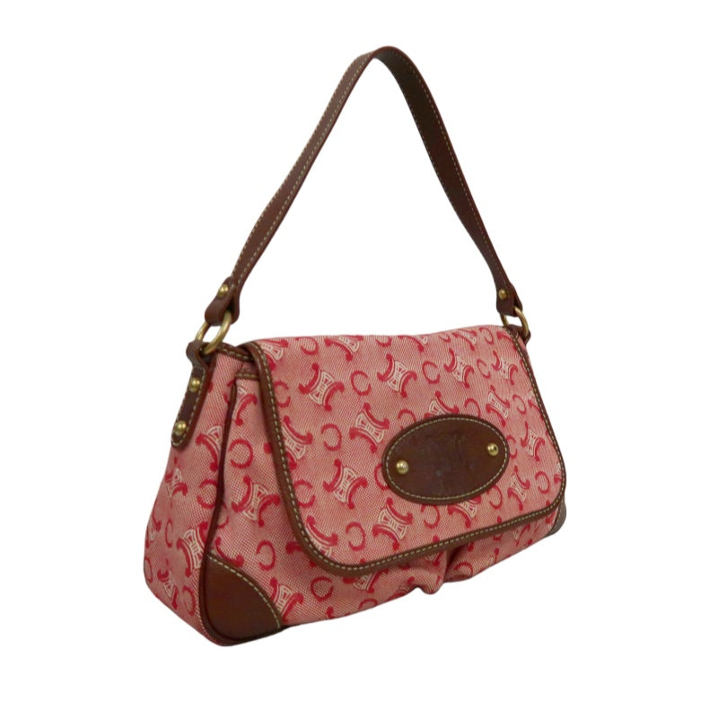 CEINE Shoulder Bag, Canvas, Red/Brown