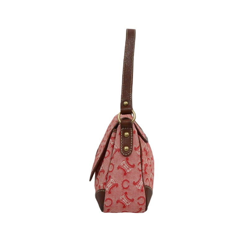 CEINE Shoulder Bag, Canvas, Red/Brown