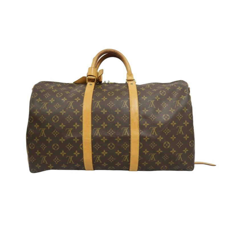 LOUIS VUITTON Monogram Keepall 50 Bandoulière Boston Bag Pvc Brown With Shoulder Strap, Name Tag And Lock