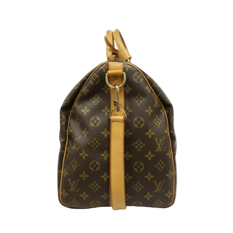 LOUIS VUITTON Monogram Keepall 50 Bandoulière Boston Bag Pvc Brown With Shoulder Strap, Name Tag And Lock