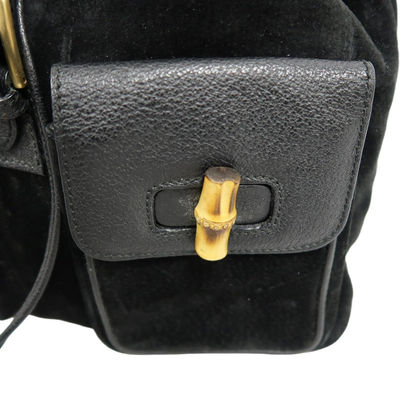 GUCCI Bamboo Backpack, Black Suede