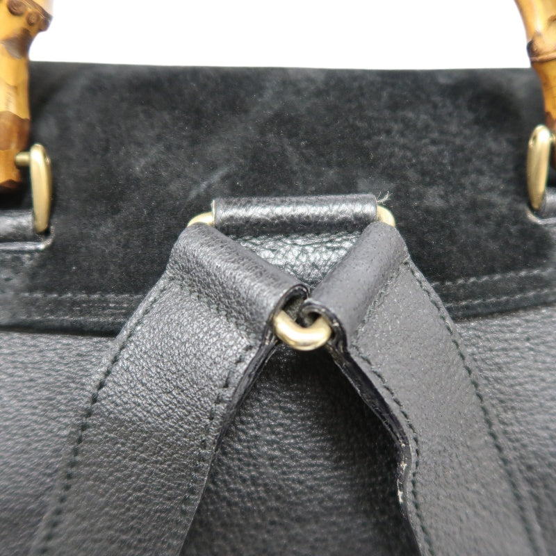 GUCCI Bamboo Backpack, Black Suede