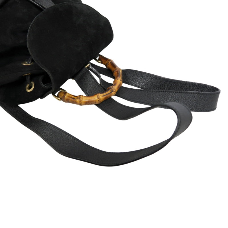 GUCCI Bamboo Backpack, Black Suede
