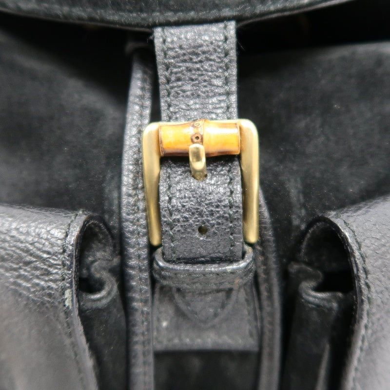 GUCCI Bamboo Backpack, Black Suede