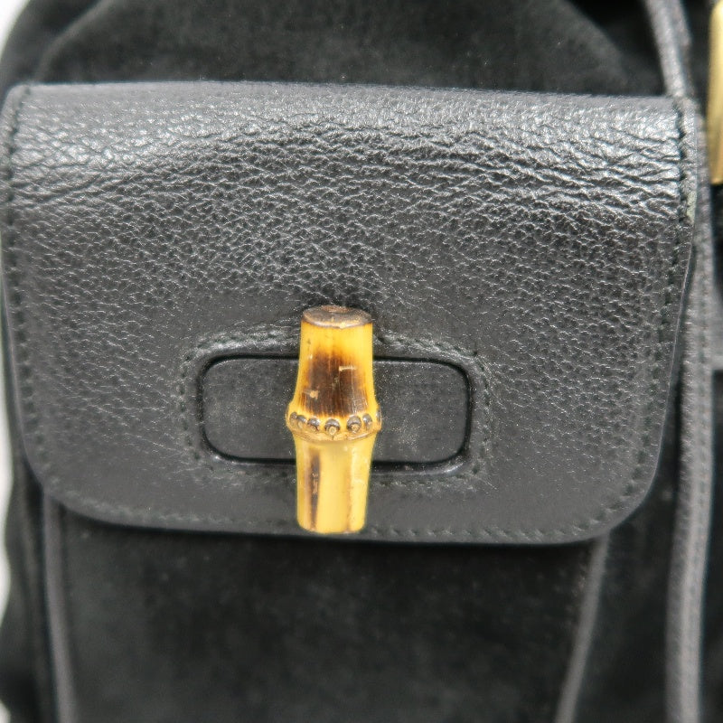 GUCCI Bamboo Backpack, Black Suede